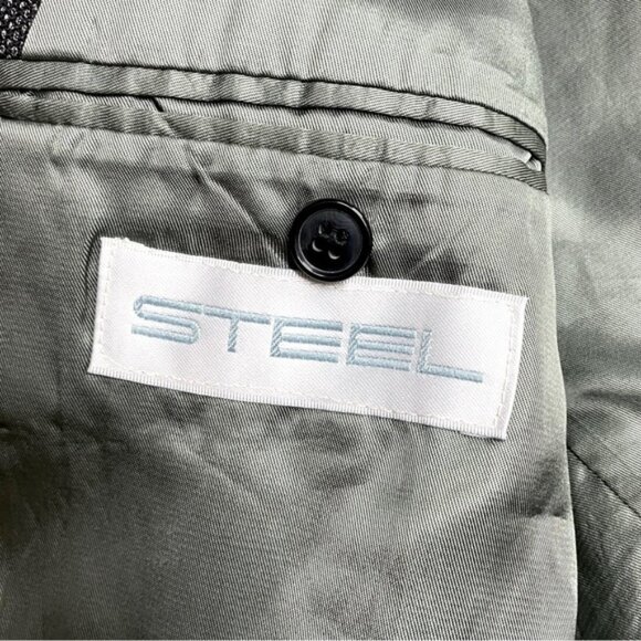 Vintage Steel Dark Grey Double Breasted Virgin Wool Blazer 42R - Picture 3 of 13